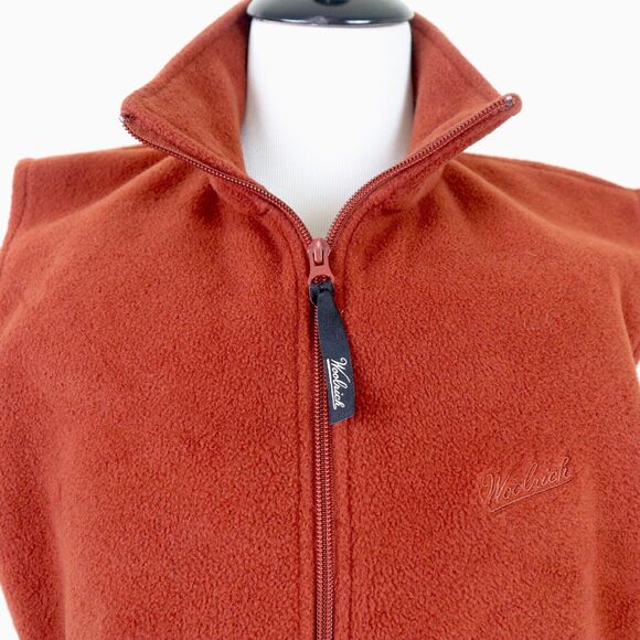 Woolrich Mens S Full Zip Fleece Vest Sweater Brick Burnt Orange - Picture 8 of 10